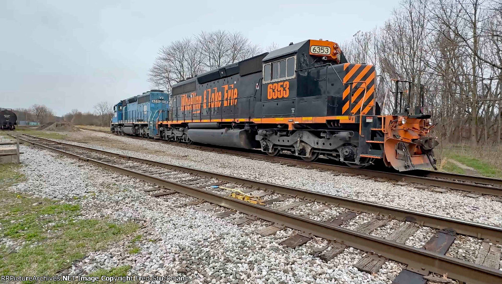 WE 6353 now trails through the one time Kent Yard of the Erie RR.